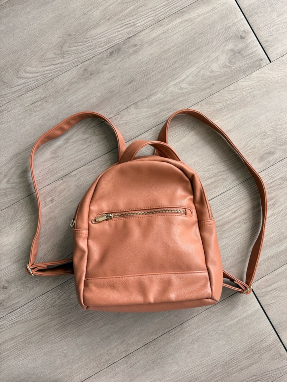 Women's Mini Backpack in Peach Tan - Casual Everyday Bag with Adjustable Straps